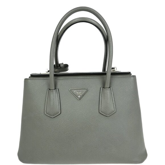 Prada Gray Leather Handbag 25 NQ00942 - Picture 1 of 10